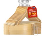 Tough Long Lasting Solid Maple Wooden Clothes Hangers - Pack Of 80 Natur... - £105.54 GBP