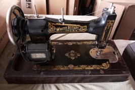Antique White Rotary Electric Sewing Machine W/ Carrying Case Working Circa 1914 - £58.57 GBP