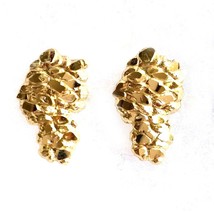 14K Yellow Gold Over Solid Silver Nugget Stud Earrings Unisex Men Ladies - £74.30 GBP