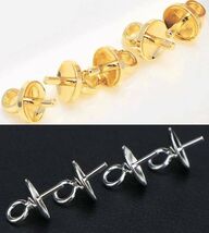 4 Pieces Silver or Gold Plated Pearl Earring Connectors Jewelry Findings - $1.49