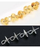 4 Pieces Silver or Gold Plated Pearl Earring Connectors Jewelry Findings - €1,27 EUR