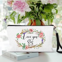 Sister Makeup Bag, Sister Gift From Sister, Linen Cosmetic Pouch, Cute Bag for S - £12.50 GBP