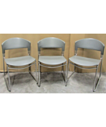 Postmodern Set of 3 Grey Stackable Chairs Paolo Favaretto for Assisa of ... - $745.70 CAD