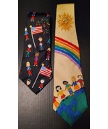 2-Vintage Save The Children Collection Peace On Earth 100% Silk Neck Tie... - £17.30 GBP