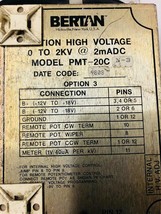 Bertan PMT-20C N-3 Option 3 High Voltage power supply 9808 2KV - $586.00
