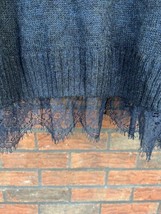 Lauren Conrad Lightweight Sweater Small Cardigan Long Sleeve Lace Hem Blue Silve - £6.76 GBP