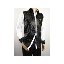 Men Sports Shirt by DE-NIKO Medallion Lion design Satin Cotton 2023 White Slim image 8