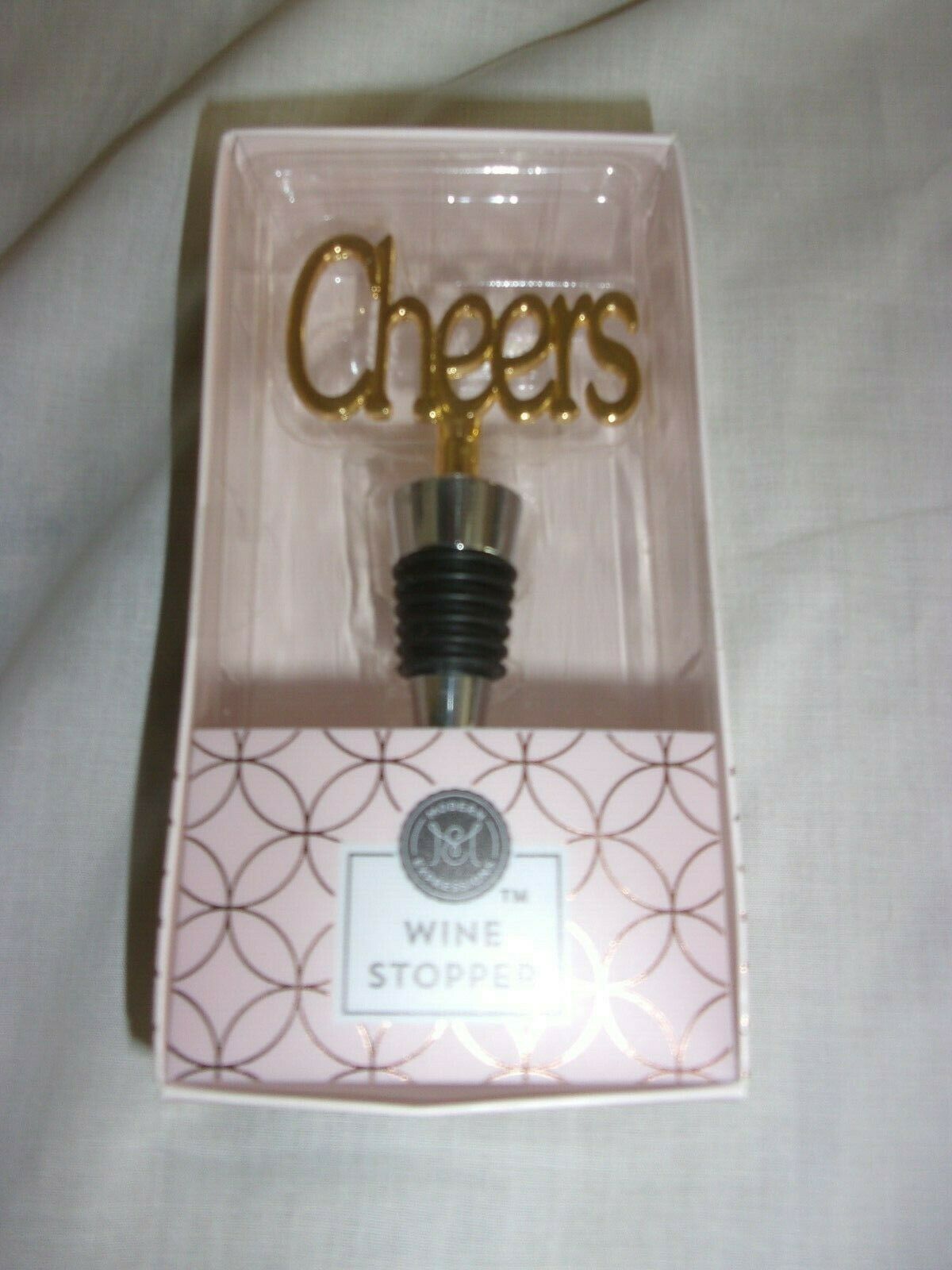 "Cheers" Metal Wine Stopper By Modern Expressions New Sealed - $8.99