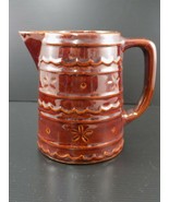 Vntg Marcrest Stoneware 6&quot; Pitcher Daisy Brown Oven Proof Pottery Stonew... - $8.46 CAD