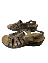 Clarks Bendables Bronze Leather Sandals Comfort Shoes Sz 9 - £17.21 GBP