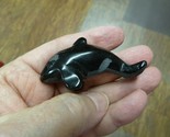 (Y-WHA-KI-ooak) Black buffed KILLER WHALE ORCA gemstone carving figurine... - £18.47 GBP