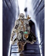 Armored Bounty Hunter Enamel Pin • 1.75&quot; Sci-Fi Warrior Pin • Space West... - $14.84