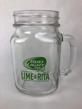 Bud Light Lime-A-Rita Clear Drinking Mugs Mason Jar Glasses 5-1/4&#39;&#39;Tall ... - £7.17 GBP