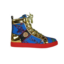 Mens High Top Shoes FIESSO by AURELIO GARCIA Chain Medusa Celebrity 2421 Blue image 7