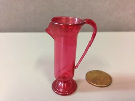 Unique Doll House Miniature All Glass Ruby Red Footed Pitcher with Wide Mouth - £25.28 GBP