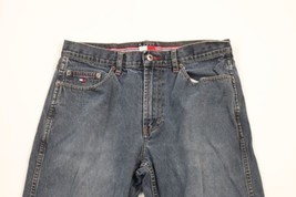 Vtg 90s Tommy Hilfiger Mens 31x32 Distressed Spell Out Relaxed Fit Denim Jeans - £46.89 GBP