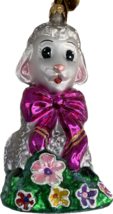 Christopher Radko “Honey Lamb” Vintage Ornament White Lamb Pink Bow Flowers Rare - $95.00