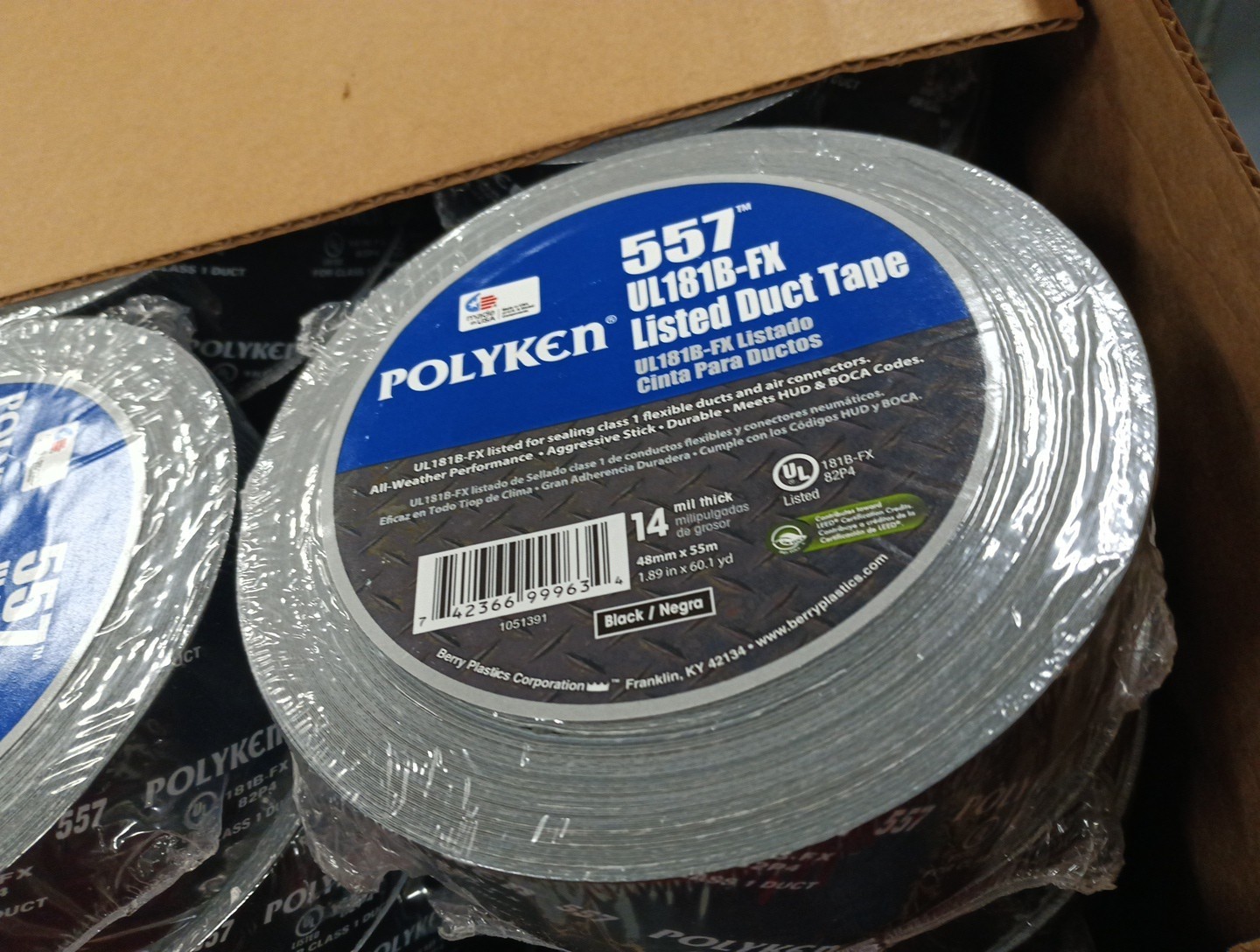 Berry Global Black Duct Tape - 48 mm Width x 55 m Length - 14 mil Thick ... - $16.99