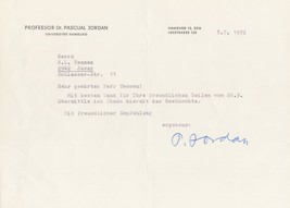 Pascual Jordan German Mathematician WW2 Nazi Party Hand Signed Letter - £35.37 GBP