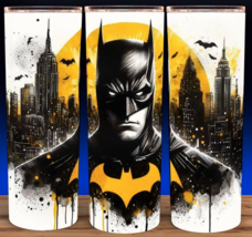 Batman Black and Yellow Paint Drip Comic Cup Mug Tumbler 20oz with lid and straw - £15.78 GBP