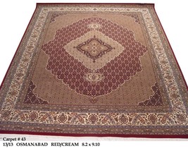 Indian 8x9 Wool &amp; Silk Burgundy Mahi (277 x 249 cm) Sale NYC Handmade Rug - £1,440.39 GBP