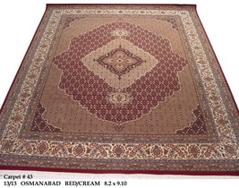 Indian 8x9 Wool &amp; Silk Burgundy Mahi (277 x 249 cm) Sale NYC Handmade Rug - £1,355.61 GBP