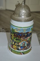 Vintage Original BMF Bierseidel Porcelain Beer Stein Mug w Pewter Lid Ba... - $52.00