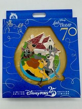 Disney Parks Lady &amp; the Tramp 70th Anniversary Jumbo Pin Trusty Jock LE ... - $1,187.19 MXN