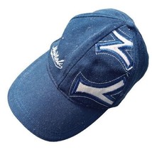 NY New York Ball Cap Hat Adjustable Baseball Blue Beige Distressed - £10.74 GBP