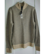New Magaschoni Men&#39;s Cashmere Wool Chestnut Charcoal Half Zip Waffle Swe... - $2,257.06 MXN