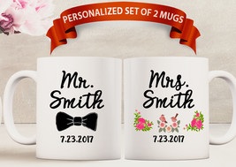 Mr and Mrs Mugs, Bride and Groom Mugs, Wedding Mugs, Mr Mrs Mugs, Mr and... - £20.74 GBP