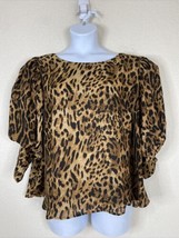 Impulse Womens Plus Size 3X Animal Print Puff Sleeve Top Button Back - £8.44 GBP