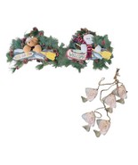 Winter Christmas Decor Fishing Cabin Bundle 2 wreaths &amp; 1 Fish Windchime - £29.01 GBP