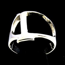 Initial Gamma Sterling silver ring Greek alphabet capital letter high polished 9 - $47.00