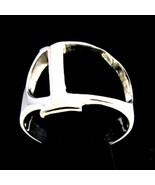 Initial Gamma Sterling silver ring Greek alphabet capital letter high po... - $63.84 CAD