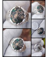 100% Natural Nishapur Green Turquoise Kursani Veins Silver Goat Nails Ring - $206.42