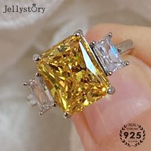 Jellystory s925 sterling silver ring with creative citrine gemstone fine jewelry - £21.30 GBP