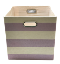 Collapsible Storage Box w/ Handles 13 x 13 x 13&quot; Lavender &amp; White Stripes - £9.47 GBP