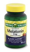 Melatonin Spring Valley - Strawberry American Quality, 5mg, 120 Tablets - £30.13 GBP