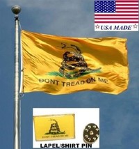 3x5USA Made Gadsden Dont Tread On Me Rebel In/Outdoor Flag & Pin Snake Banner - $50.99