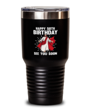30oz Tumbler Stainless Steel Insulated Happy 50th Birthday See You Soon Jesus  - £26.27 GBP