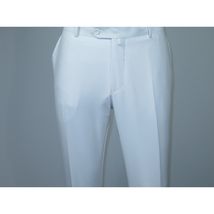 Men's MONO Turkey Slacks Wool Blend Plain Front Slim Fit 2534-10 White image 5