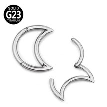 G23 Titanium Crescent Moon Shaped Hinged Segment Hoop Nose Ring Nipple Clicker E - £10.37 GBP