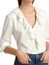 Nili Lotan Everett Lace Button Up Blouse/Shirt Sz-L White - £102.20 GBP