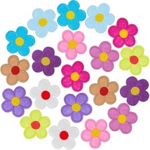 20 Pcs Flower Iron On Patches, 5 Petals Flower Applique Patch, Sew On Embroidere - £13.36 GBP
