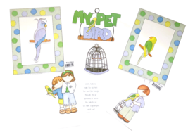 My Mind&#39;s My Pet Bird Scrapbook Die Cuts  Frames 9 Piece Set - £4.31 GBP