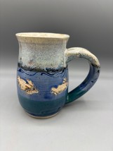 Handmade Artisan Ceramic Mug Fish Ocean Blue Pottery - $13.83