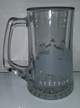 Free S/H》Vintage Stetson Tankard Glass Mug》Frosted Silhouette of Cowboy ... - $24.74