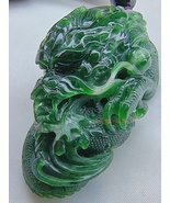 Icy Ice Dark Green 100% Natural Burma Jadeite Jade Dragon Pendant # 295.... - £5,372.53 GBP