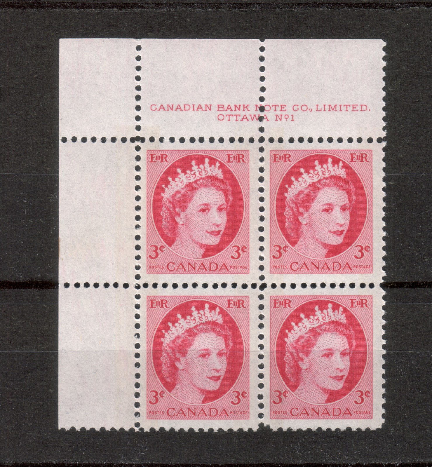 Primary image for Canada  -  SC#339p PL1 UL Mint NH  -  3 cent  QEII Wilding Portrait issue 